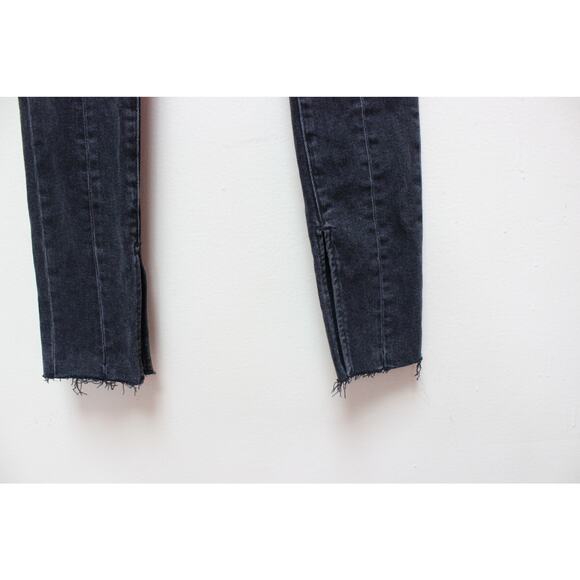 Anine Bing Heath Black Pleated Skinny Tall Slit Jeans Size 24 - Picture 4 of 6